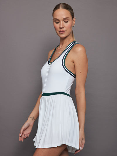 Jane Court Dress - White /Forest