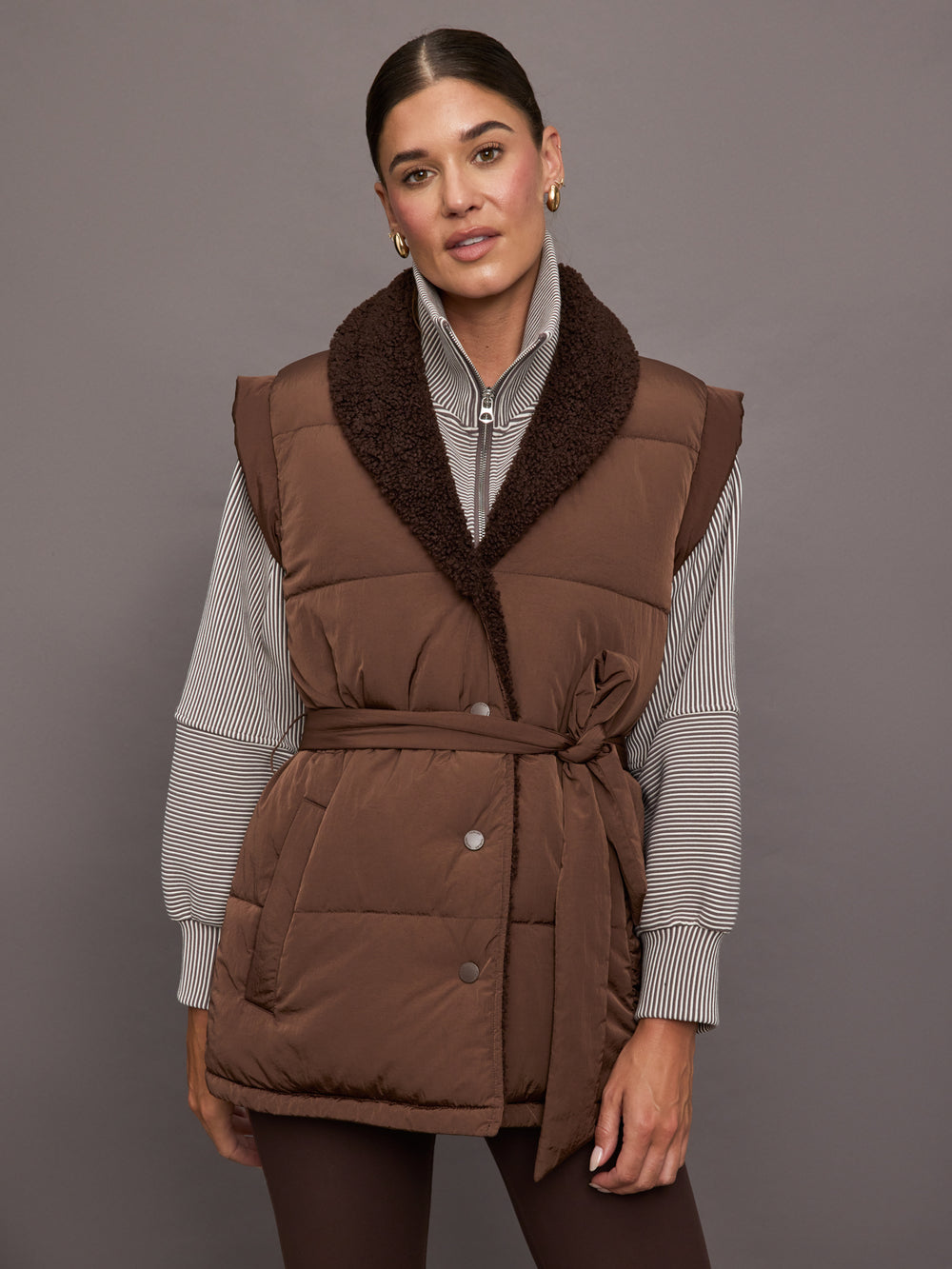 Lanville Wrap Puffer Gilet - Chestnut / Coffee Bean