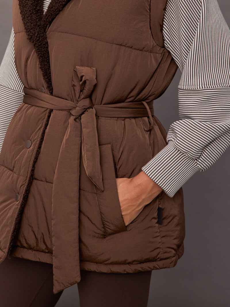 Lanville Wrap Puffer Gilet - Chestnut / Coffee Bean