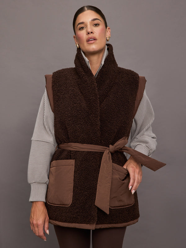 Lanville Wrap Puffer Gilet - Chestnut / Coffee Bean