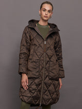 Frisco Long Quilt Coat - Coffee Quartz Metallic