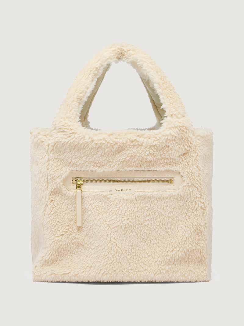 Vail Sherpa Crossbody Tote - Cream