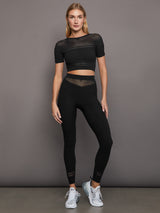 NET LINES SHORT SLEEVE TOP - BLACK