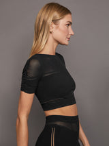 NET LINES SHORT SLEEVE TOP - BLACK