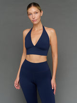 Halter Bra in Diamond Compression - Navy Blazer