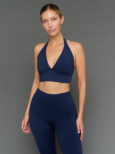 Halter Bra in Diamond Compression - Navy Blazer