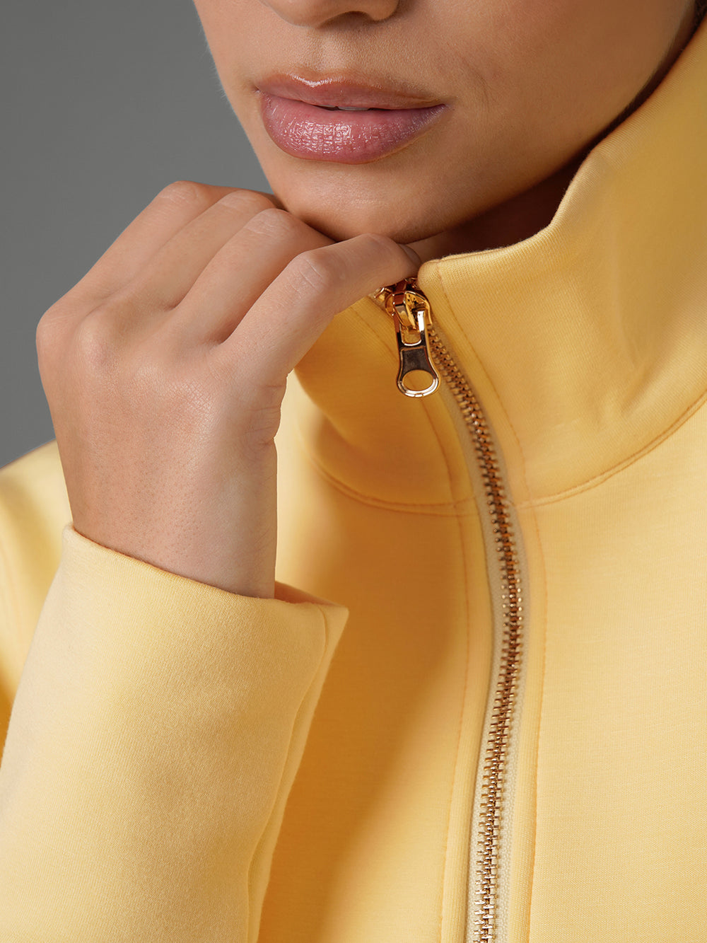 Full Zip Jacket in Interlock - Banana