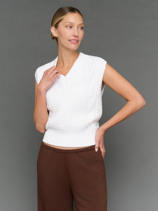 Cable Sweater Vest - White