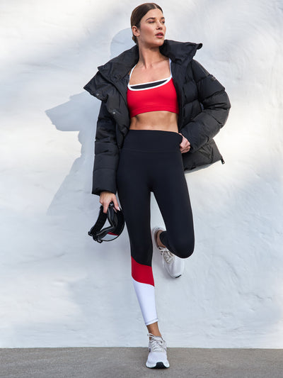 Colorblock Legging in Melt - Black/Crimson/White