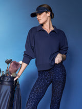 High Rise Legging in Melt - Navy Leopard