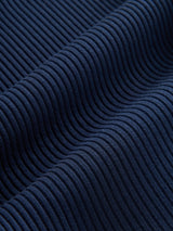 High Neck Fitted Tank in Ribbed Jersey - Navy