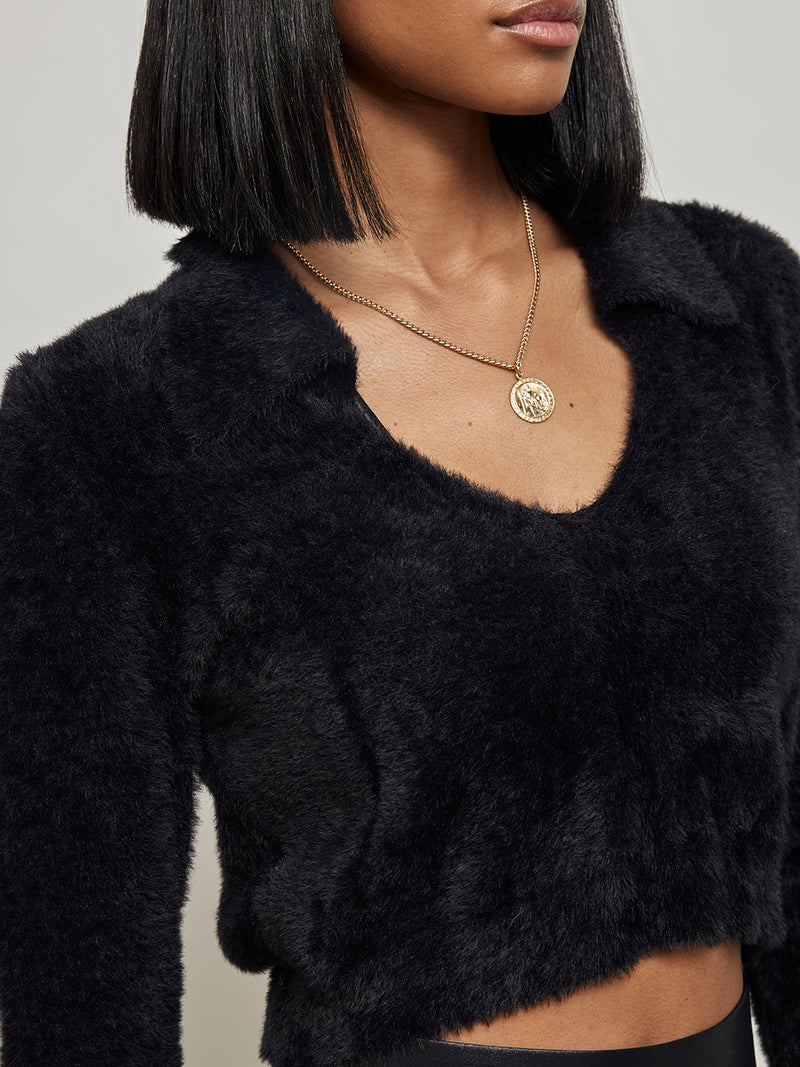 Collared Pullover Sweater - Black