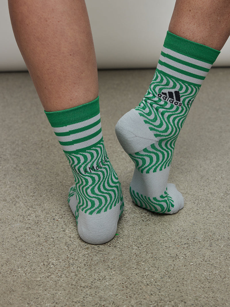 Adidas By Stella Mccartney Crew Socks - Clear Onix/Green/Black