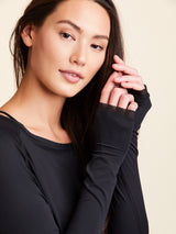 Fractal Long Sleeve Raglan Tee - Black