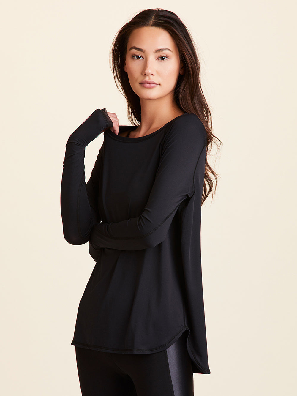 Fractal Long Sleeve Raglan Tee - Black