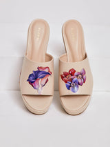 PLATFORM SANDAL - Floral Beige