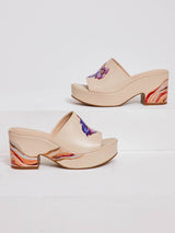 PLATFORM SANDAL - Floral Beige
