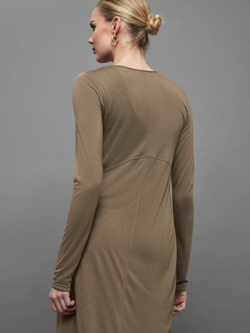 Alina Cashmere Shirt Dress - Olive