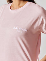 Cropped Short Sleeve Flocked Logo T-shirt - Eco Design - Ocd Rose Pale-Blanc Ocd