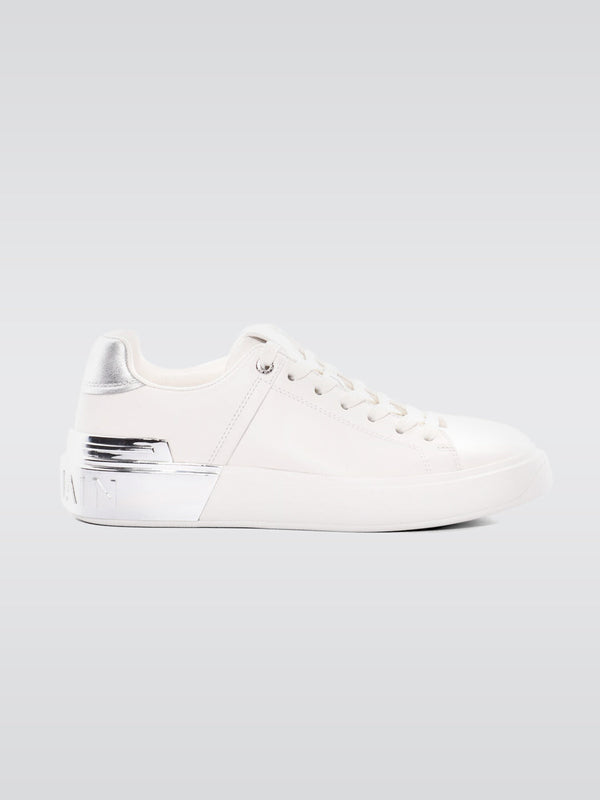 Sneaker B Court-calf & Metallized Leather - Gac Blanc-Argent