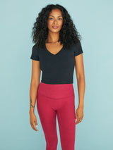Heather Rib Remix Short Sleeve Cropped Tee - Black Heather