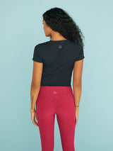Heather Rib Remix Short Sleeve Cropped Tee - Black Heather