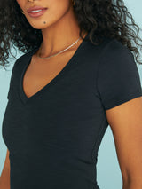 Heather Rib Remix Short Sleeve Cropped Tee - Black Heather