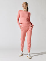 Heather Rib Protect Me Sun Shirt - Pink Crush Heather Rib