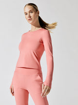 Heather Rib Protect Me Sun Shirt - Pink Crush Heather Rib