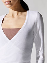 Wrap Party Long Sleeve Top - White