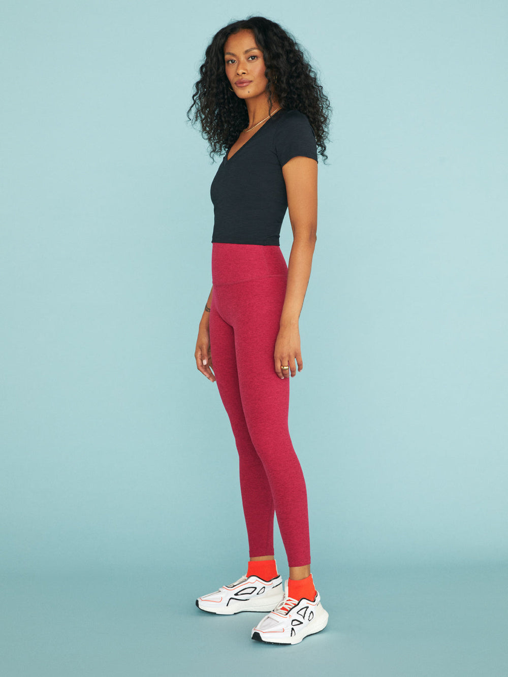 Spacedye Caught In the Midi High Waisted Legging - Dragon Fruit - Sangria