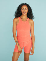 Spacedye Focus Cropped Tank - Fresh Coral Heather