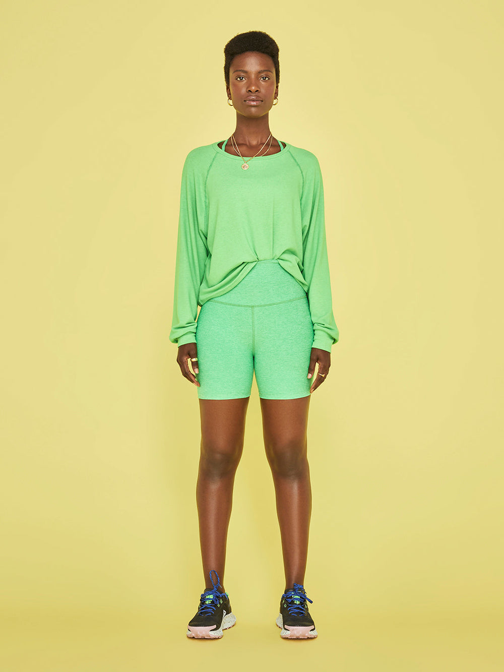 Spacedye Keep Pace Biker Short - Honeydew Pop Heather