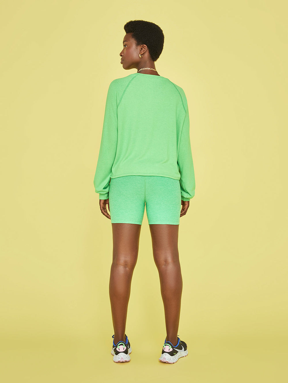 Spacedye Keep Pace Biker Short - Honeydew Pop Heather