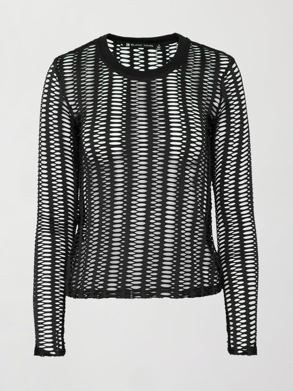L/S Linear Mesh Fitted Top - BLACK