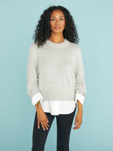 Raya Ruched Crew Looker - Oyster Grey Melange