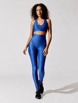 High Rise Full-length Legging in Leopard Takara Shine - Strong Blue