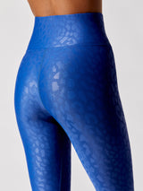 High Rise Full-length Legging in Leopard Takara Shine - Strong Blue