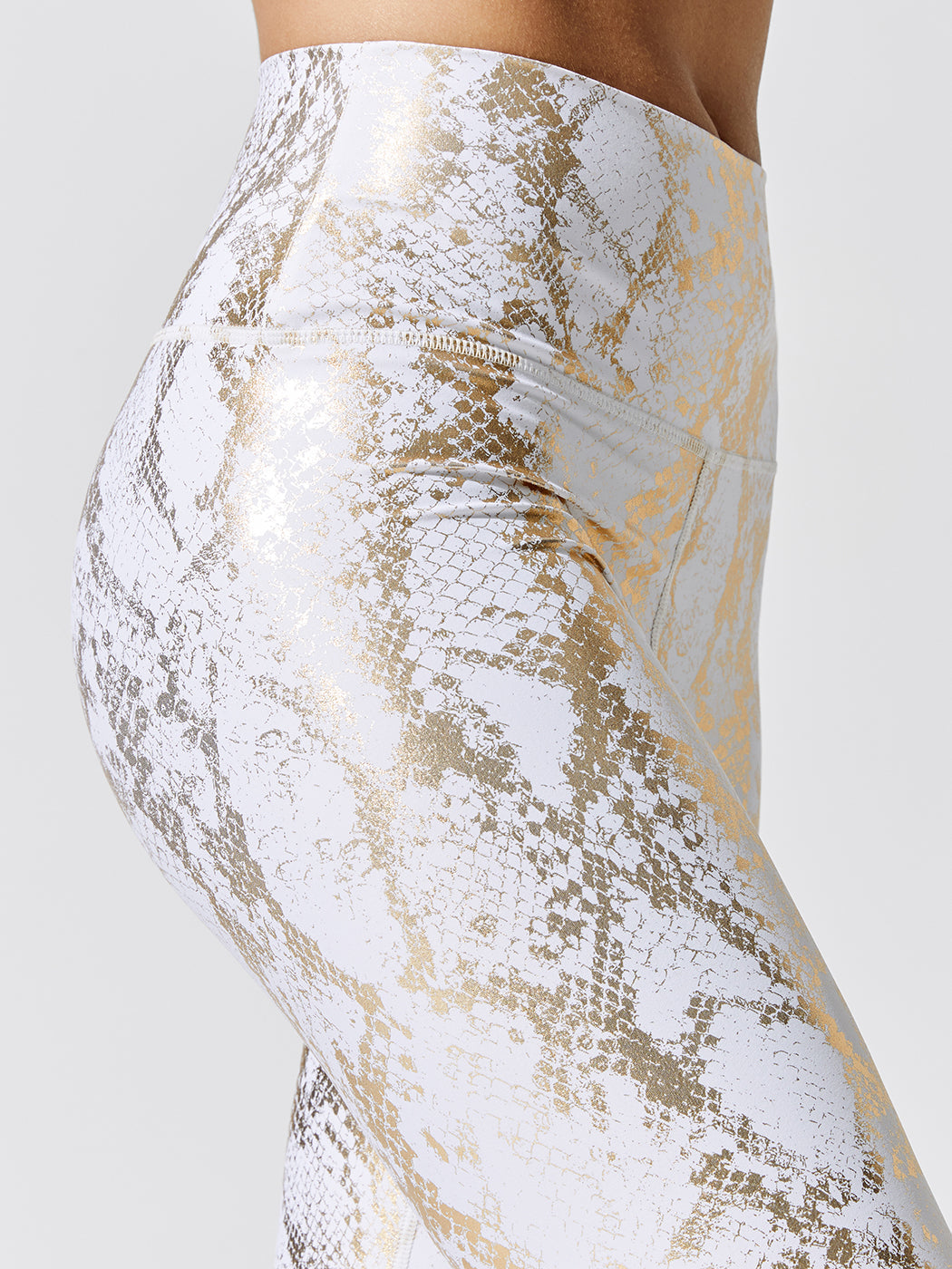 Metallic Snake Print High Rise Legging in Gold