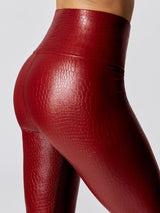 High Rise Full-length Legging in Crocodile Takara Shine - Ruby Red