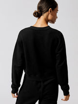 French Terry Crew Neck Sweatshirt - Black