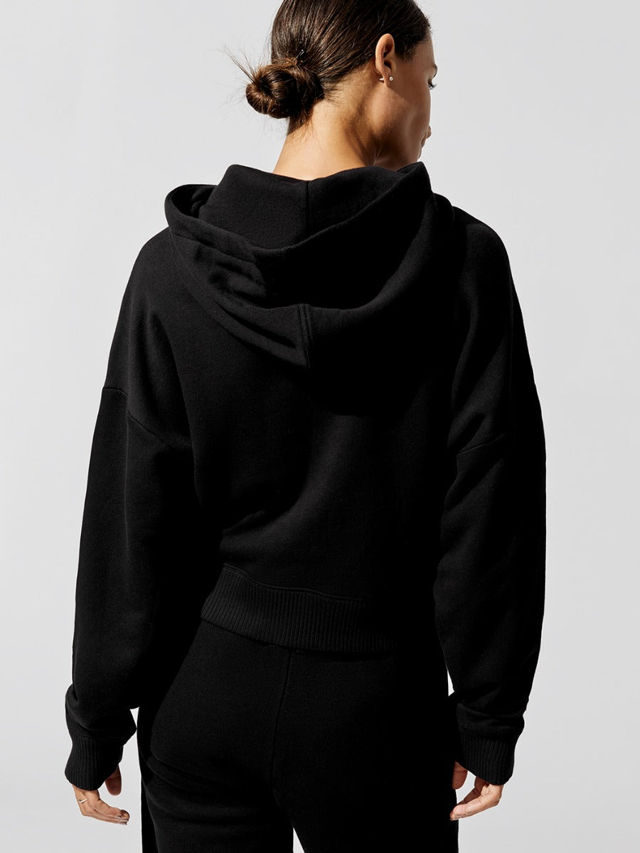 French Terry Hooded Sweatshirt - Black