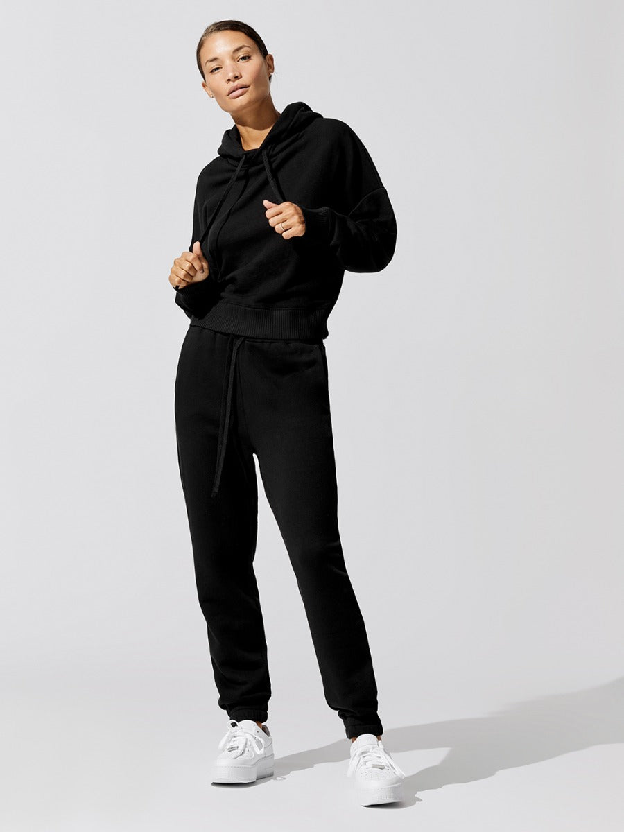 French Terry Hooded Sweatshirt - Black – Carbon38