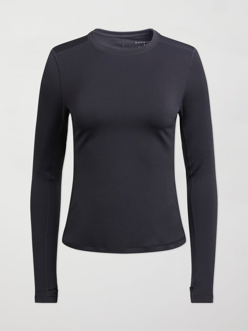 Long Sleeve Top In Diamond Compression - Black