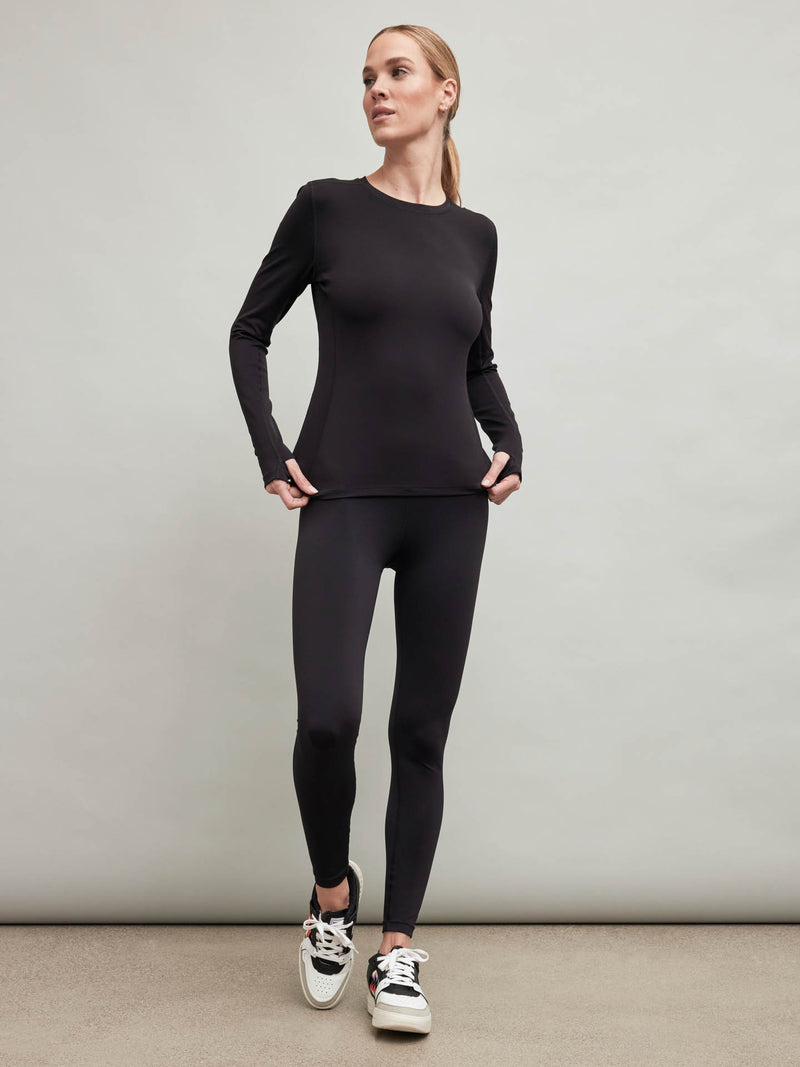Long Sleeve Top In Diamond Compression - Black