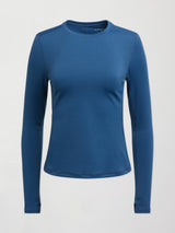Long Sleeve Top In Diamond Compression - French Navy