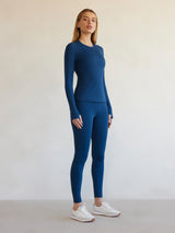 Long Sleeve Top In Diamond Compression - French Navy