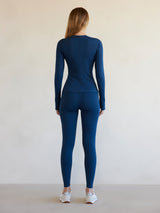 Long Sleeve Top In Diamond Compression - French Navy