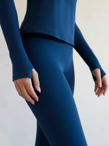 Long Sleeve Top In Diamond Compression - French Navy