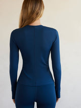 Long Sleeve Top In Diamond Compression - French Navy